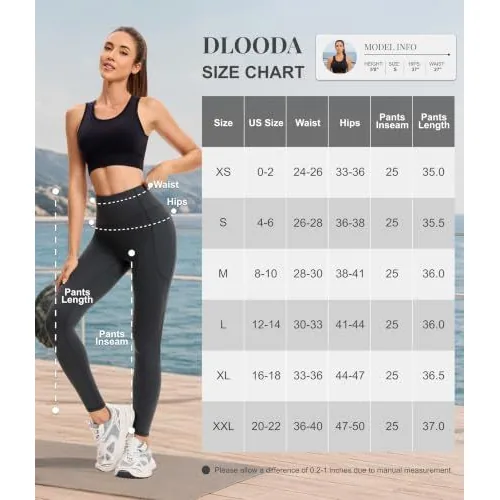 DLOODA High Waist Yoga Leggings with Pockets, Brown, view 4