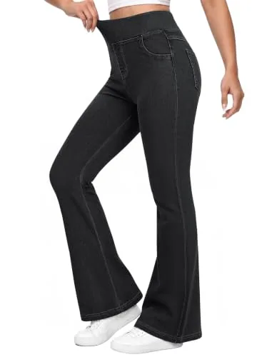 DLOODA High Waist Denim Flare Jeans, Dark Grey