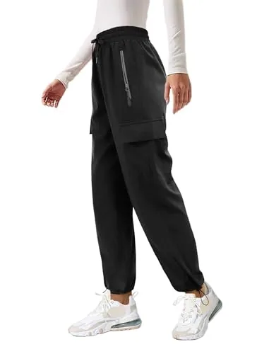 DLOODA Hiking Quick Dry Cargo Joggers, Black