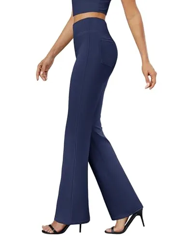 DLOODA High Waist Work Bootcut Pants with Pockets, Navy
