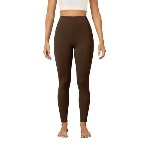 DLOODA High Waist Yoga Leggings with Pockets, Brown, view 3