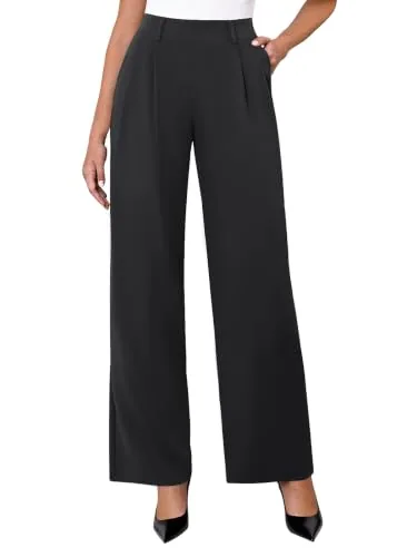 DLOODA High Waist Work Wide Leg Pants, Black