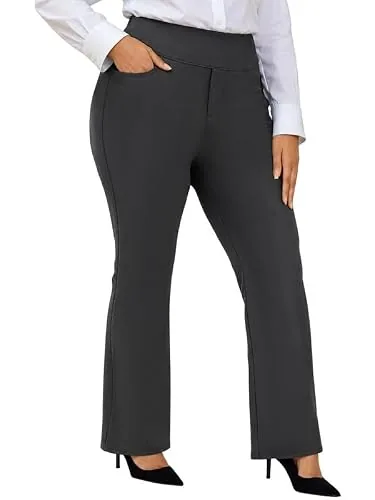 DLOODA High Waist Work Flare Pants, Dark Grey