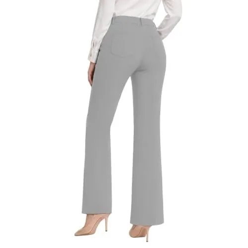 DLOODA High Waist Work Dress Pants with Pockets, Light Grey, view 2