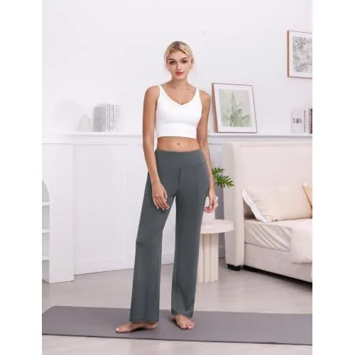 DLOODA Yoga Wide Leg Pants with Pockets, Deep Grey, view 5